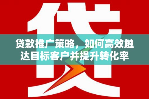 射洪贷款推广策略，如何高效触达目标客户并提升转化率