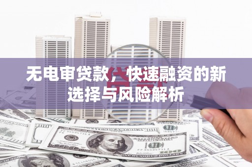 射洪无电审贷款，快速融资的新选择与风险解析